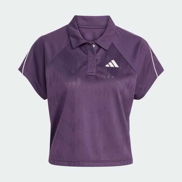 Lilla Stadium 3-Stripes Tennis Inspired Jacquard Polo T-skjorte