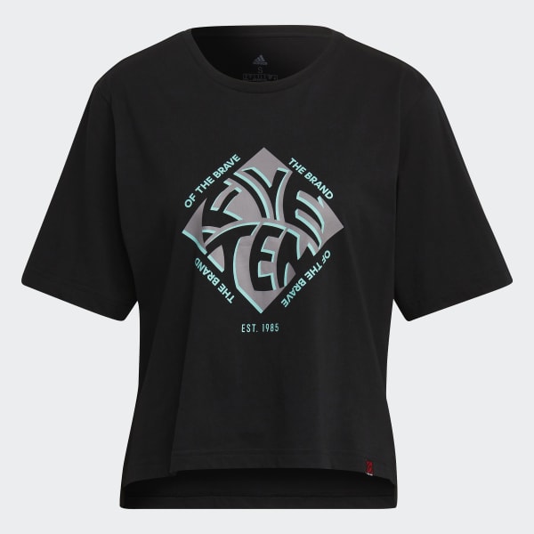 Schwarz Five Ten Cropped Graphic T-Shirt