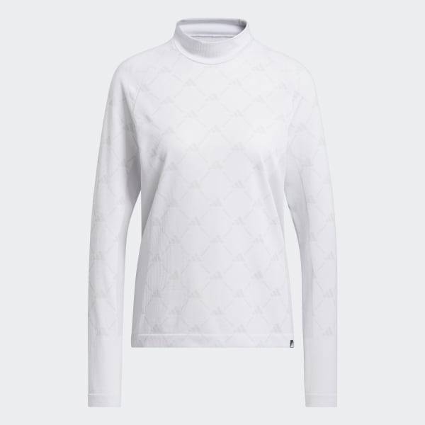 ホワイト 【ゴルフ】PRIMEKNIT サイドシームレス モノグラム長袖モックシャツ