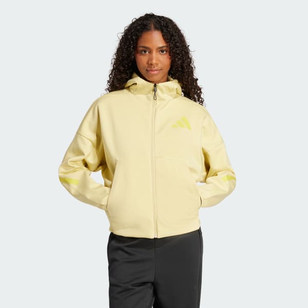 สีเหลือง เสื้อฮู้ดซิปยาวเต็มตัว adidas Z.N.E.