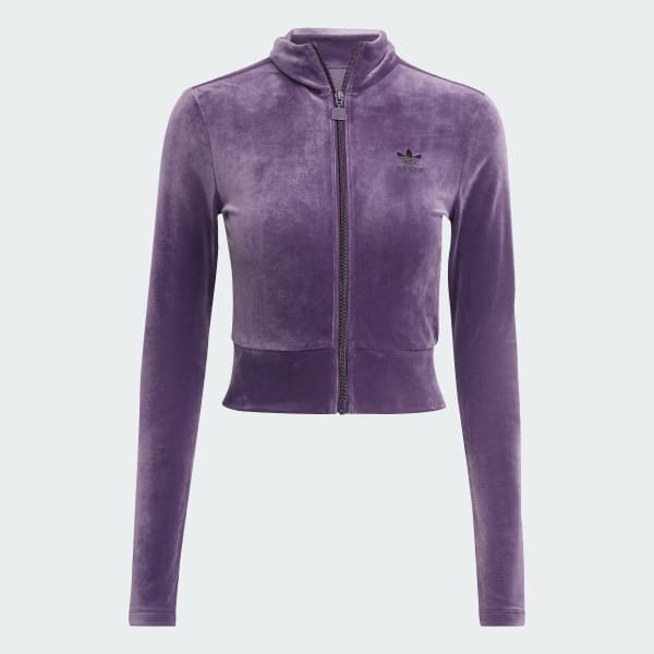 adidas Essentials Velvet Fitted Track Top - Purple | Free Shipping