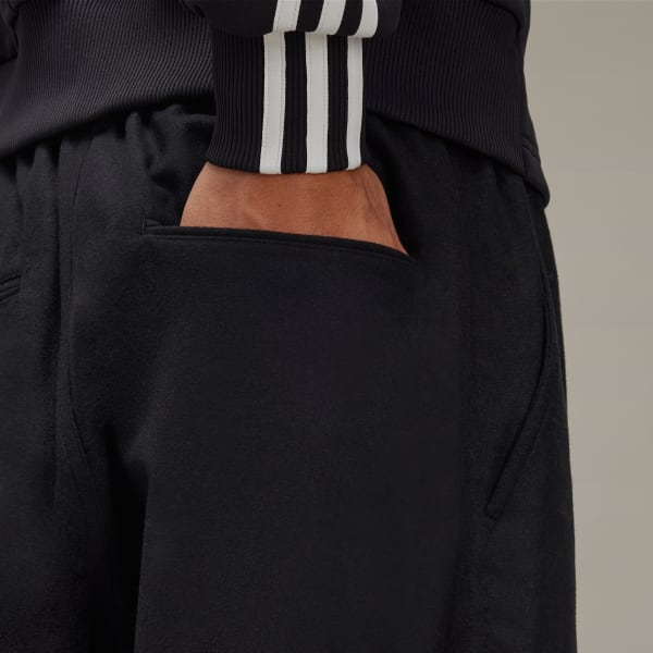 アディダス Y-3 WOOL FLANNEL CUFFED PANTS - ブラック アディダス Y-3 WOOL FLANNEL CUFFED PANTS - ブラック