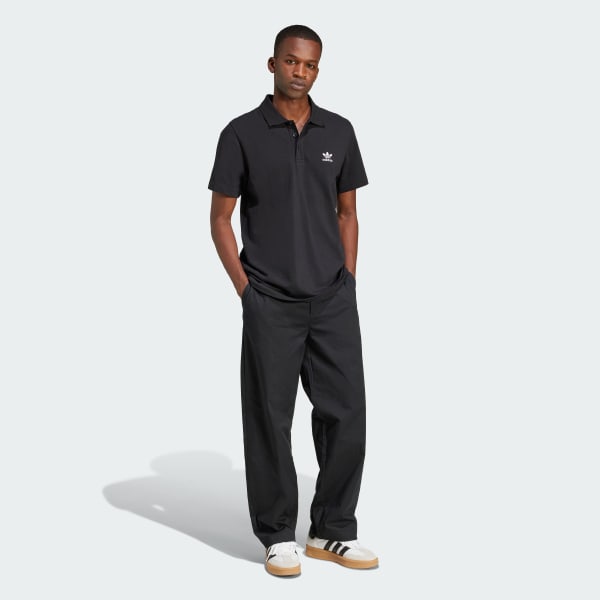 Black Trefoilo Essentials Polo Tee