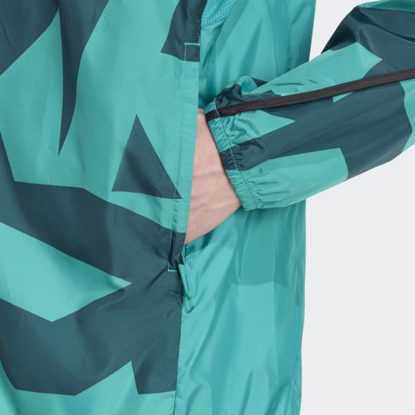 adidas Terrex Multi Printed Wind Jacket - Green | Free