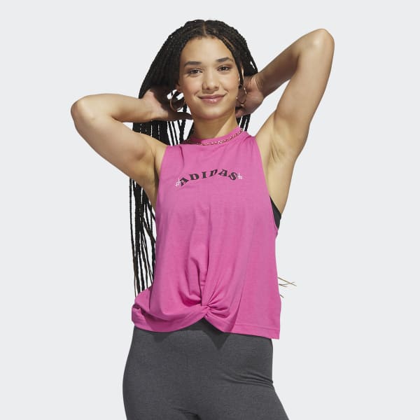 Pink adidas tank top sale