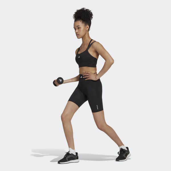 สีดำ กางเกงเลกกิ้งปั่นจักรยานขาสั้น Techfit