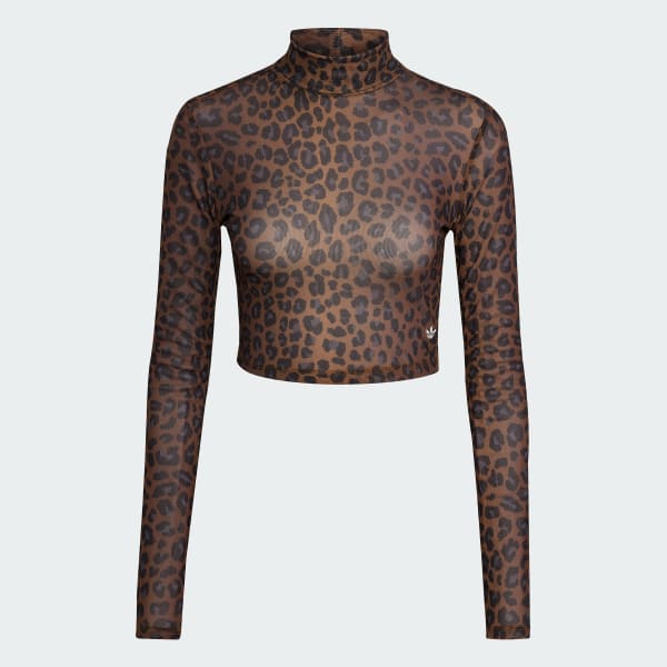 Tシャツ・カットソー adidas FW25 TOP LS HIGH NECK LEO (JW2772 LEO) adidas Leopard Long Sleeve Tee - Multicolor | Free Shipping