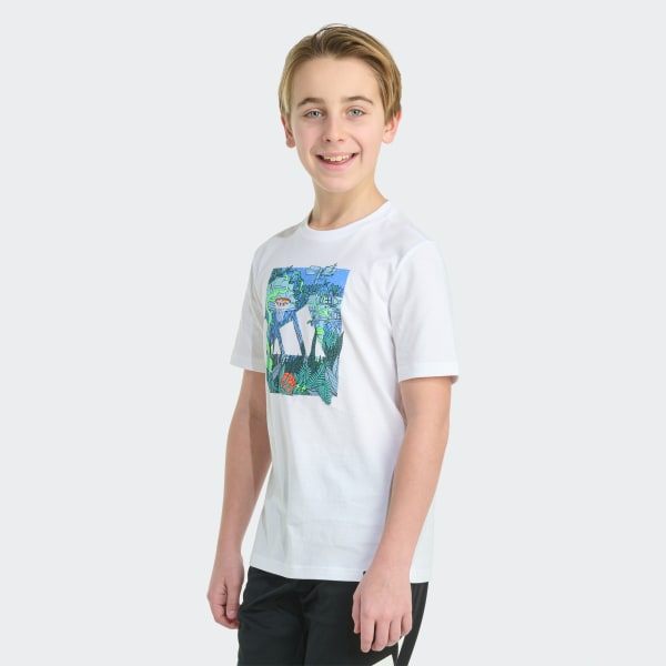 White Short Sleeve Jungle Box Logo Tee


