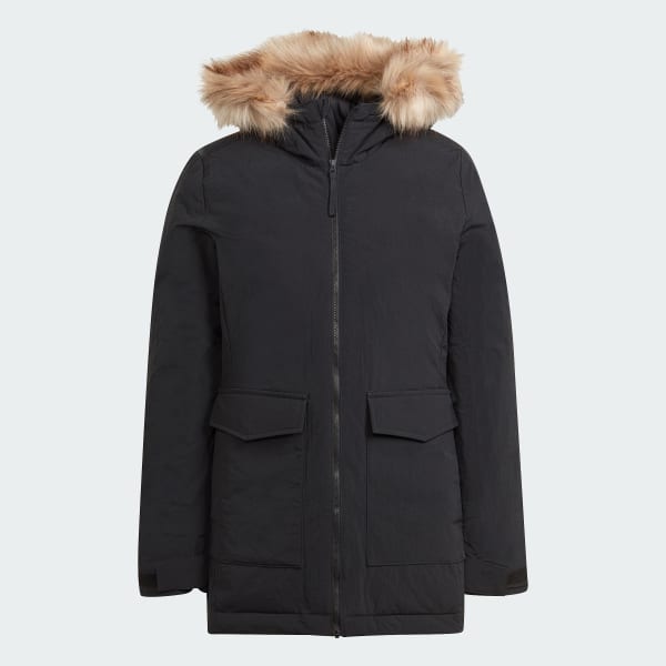 cierna Parka s kapucňou Fur