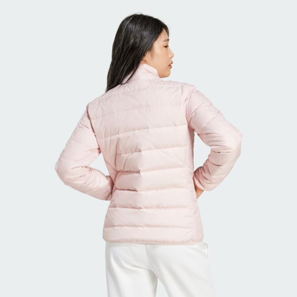 adidas Essentials 3 Stripes Light Down Jacket Pink Free Shipping with adiClub adidas US