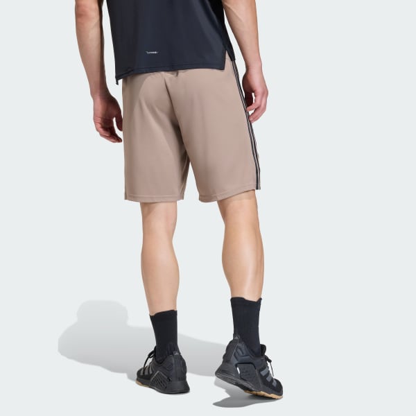 Brown Train Essentials Piqué 3-Stripes Training Shorts