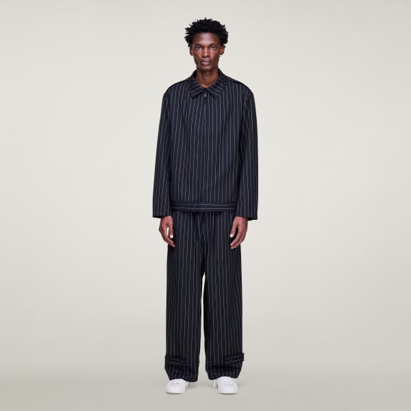 Sort Y-3 PINSTRIPE REFINED WOOL WIDE LEG BUKSER