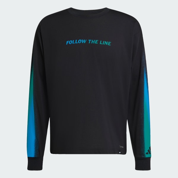 cerná FOLLOW THE LINE LONG-SLEEVE GRAPHIC T-Shirt UNITEFIT