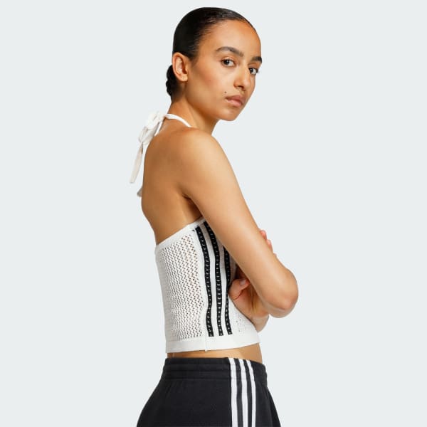 adidas KNITTED CROCHET TOP - White | Free Shipping with adiClub