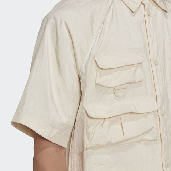 Beige Reveal Short Sleeve Overshirt DWB89
