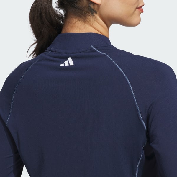 adidas Ultimate365 Solid Quarter-Zip Mock Polo Shirt - Blue