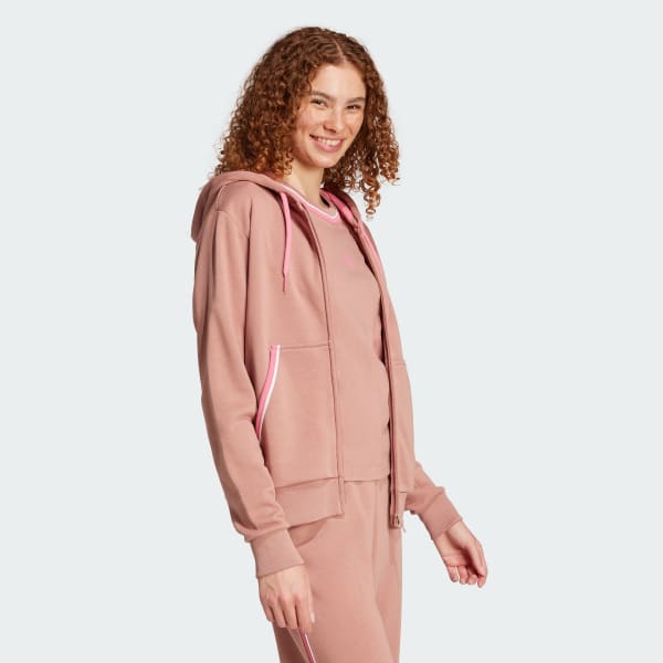 Rosa Buzo con capucha Essentials Color Pop de felpa francesa y cierre frontal