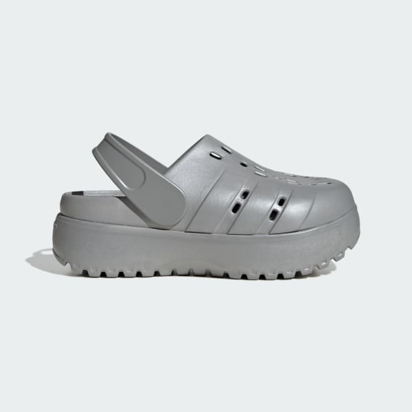 Silver Adilette Platform Clogs