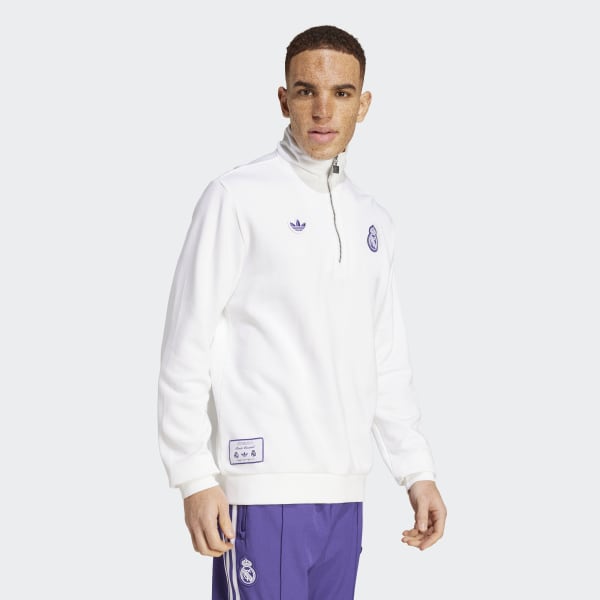 adidas Real Madrid Terrace Icons Half-Zip Top - White