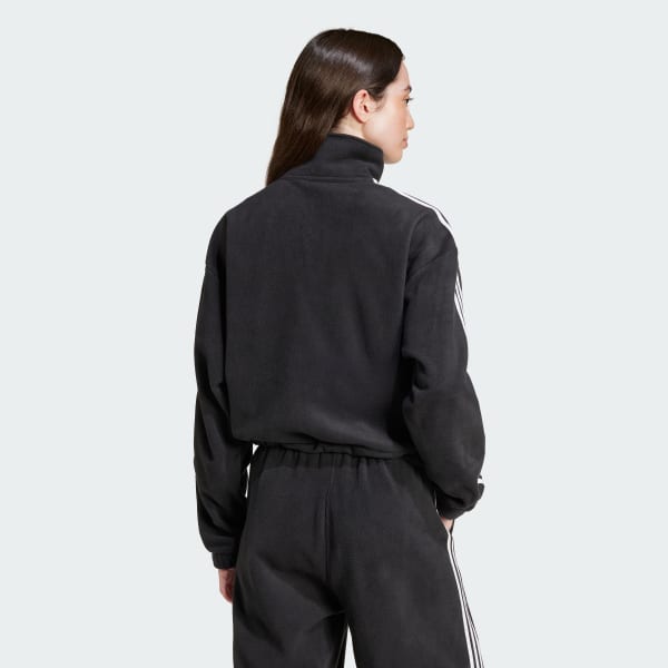 Black Polar Fleece 1/2 Zip Loose Sweatshirt