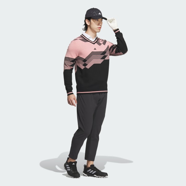 Black 니트 브이-넥 롱 슬리브 풀오버 스웨터