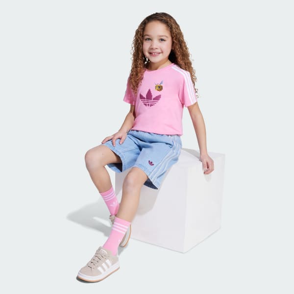 Pink adidas Originals x Minecraft Tee and Short Set