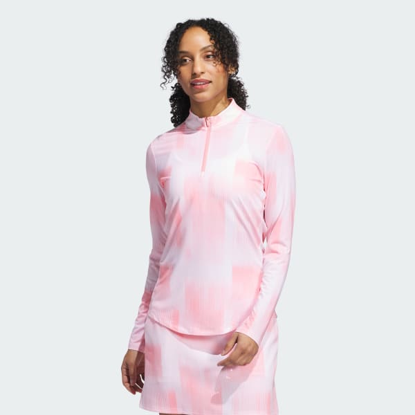 White Ultimate365 Printed Quarter Zip Mock