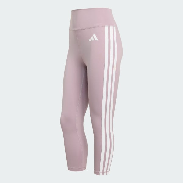Purple Optime Essentials Workout 3-Stripes 3/4 Leggings