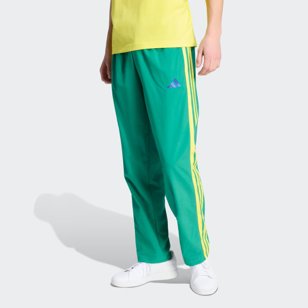 Verde Calça Esportiva em Malha e Bainha Aberta Essentials Três Listras