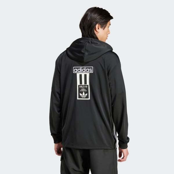Black adidas originals zip hot sale hoodie