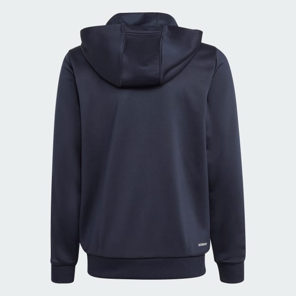 Azul Buzo con Capucha Train Essentials AEROREADY 3 Rayas Ajuste Clásico y Cierre Frontal