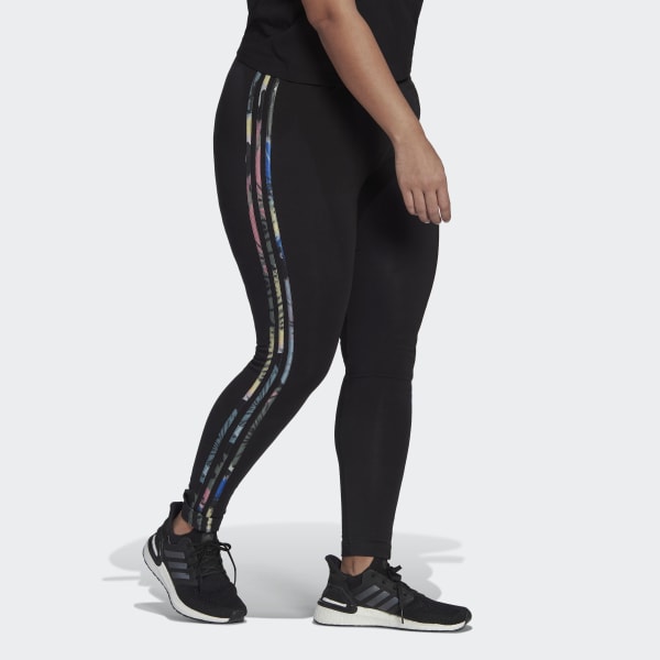 Black Essentials 3-Stripes Leggings (Plus Size) JDW82
