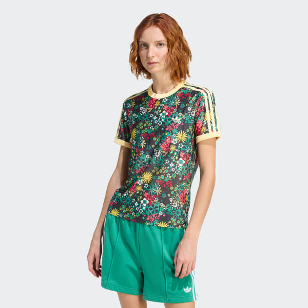 Schwarz ADIDAS ORIGINALS X LIBERTY LONDON 3-STREIFEN T-SHIRT