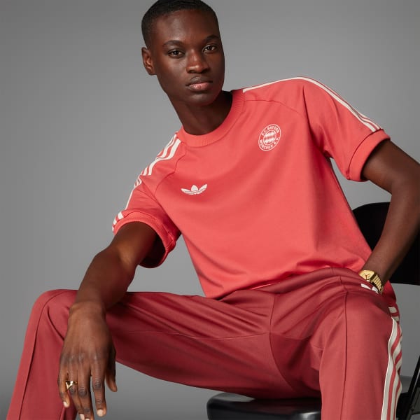 Kirmizi FC Bayern Adicolor Classics 3-Stripes Tee