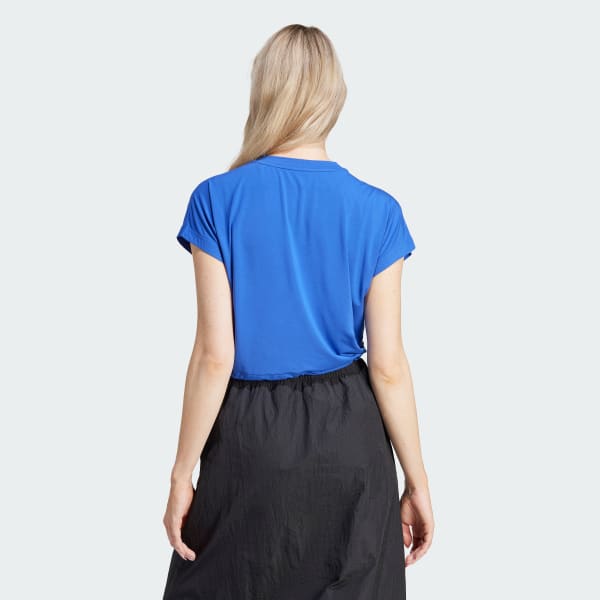 Blue City Escape Crop Tee With Bungee Cord