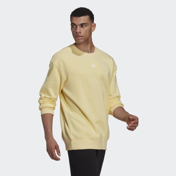 Yellow Essentials FeelVivid Cotton Fleece Drop Shoulder Sweatshirt