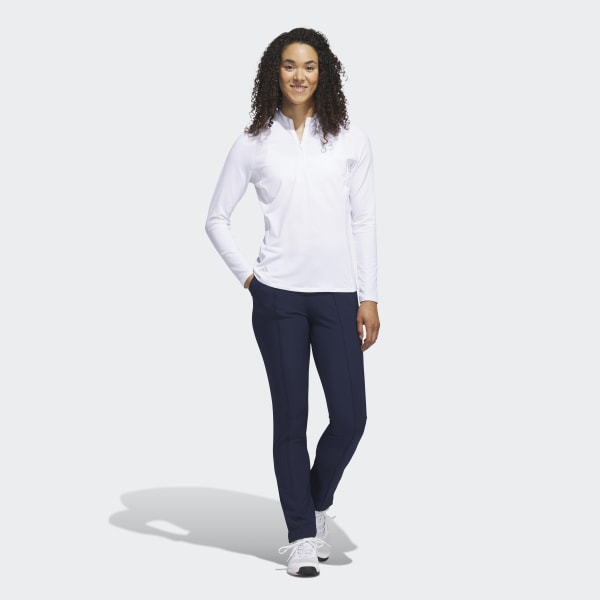 Wit Golf Poloshirt met Lange Mouwen en Korte Rits