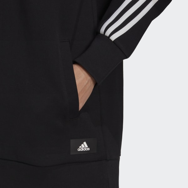 Black Future Icons 3-Stripes Long Hoodie F6488