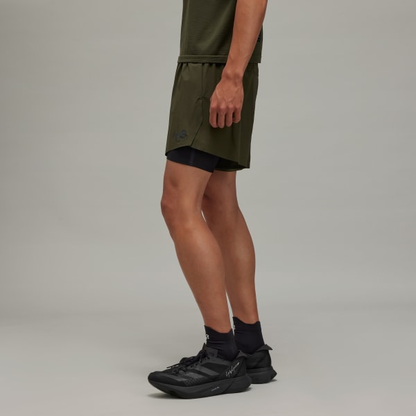Green Y-3 Running Shorts with Tights