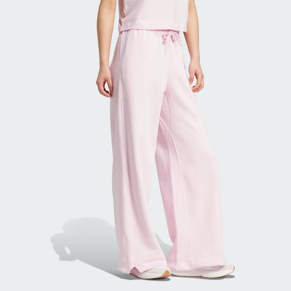 adidas ALL SZN Fleece Loose Wide-Leg Pants - Pink | Free