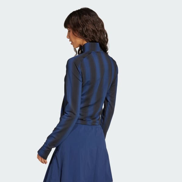 Azul Blusa Manga Longa Estampada Futebol Half-Zip