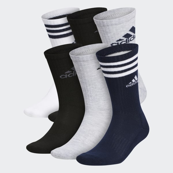 adidas Cushioned Mixed Crew Socks 6 Pairs - Grey | Men's Training ...