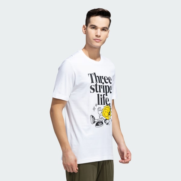 LIFEMANIA LM SERIES S/S TEE（WHITE） M adidas Three Stripe Life Positive Tee - White | adidas India