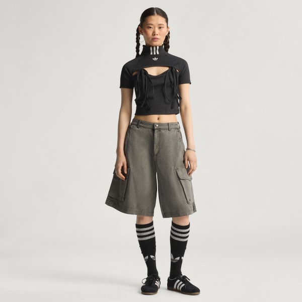 【ADIDAS】Ribbon Cutout Crop Top - Black / JX2537 adidas Ribbon Cut Out Crop Top - Black | adidas UK