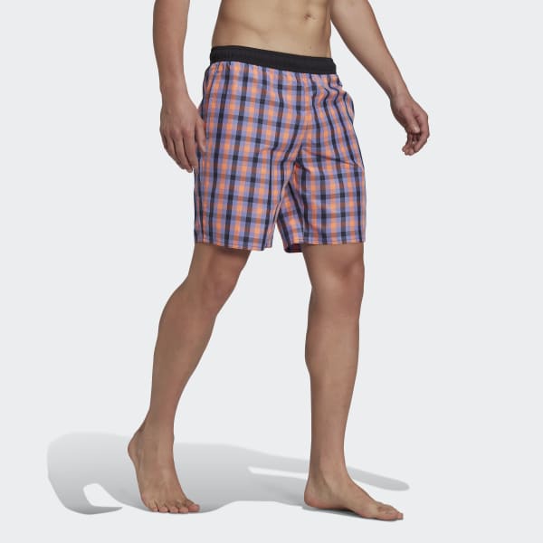 Blauw Classic-Length Check Zwemshort BE885
