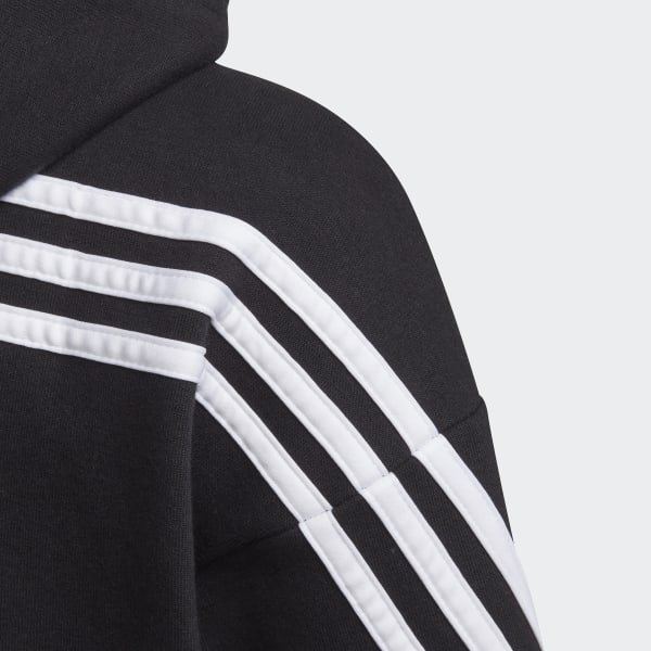 Μαύρο 3-Stripes Full-Zip Hoodie