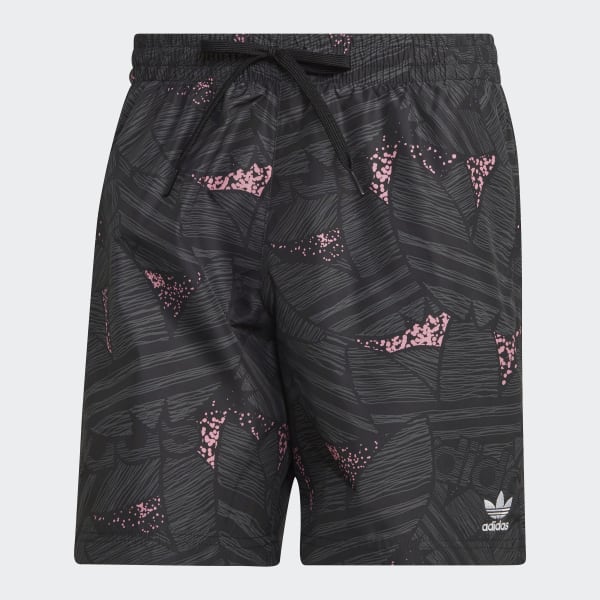 Svart adidas Rekive Allover Print Swim Shorts IE426