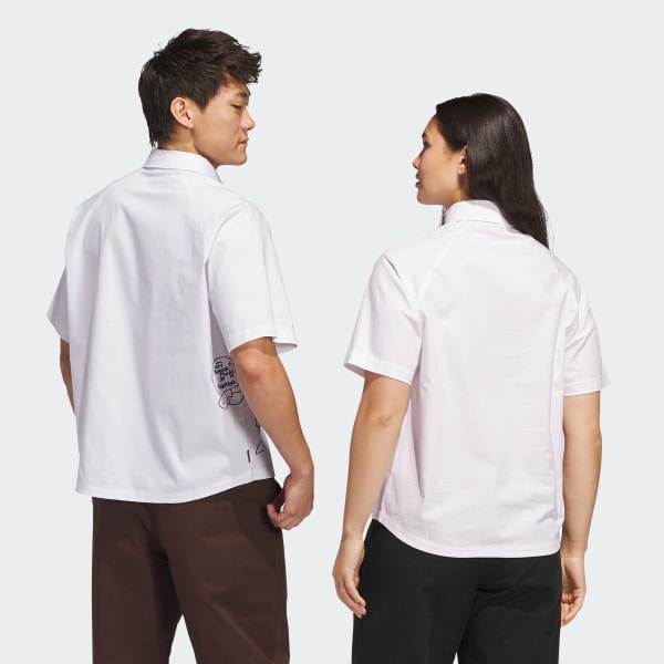 Blanco Camisa Con Botones Shmoofoil Fighter (Unisex)