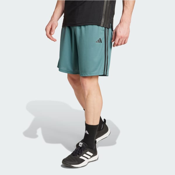 Zielony Train Essentials Piqué 3-Stripes Training Shorts