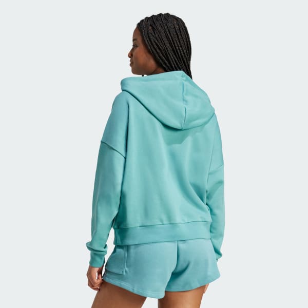 Turquoise Sweat-shirt à capuche ample French terry gros logo Essentials